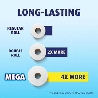 Charmin Essentials Strong Toilet Paper 6 Mega Rolls, 451 sheets per roll