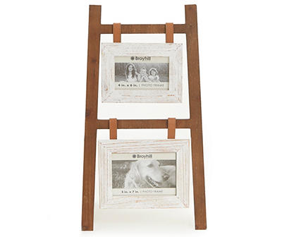 Brown & White 2-Photo Ladder Picture Frame