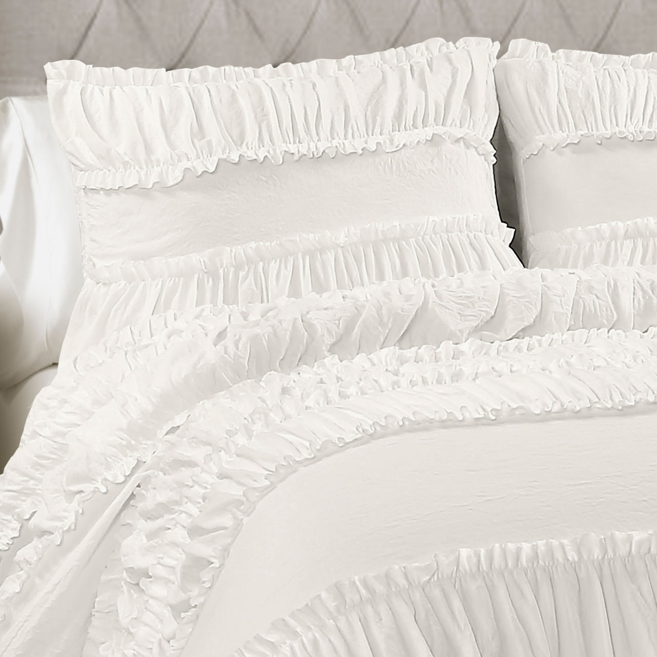 Nova White Ruffled King 3-Piece Comforter Set | Big Lots