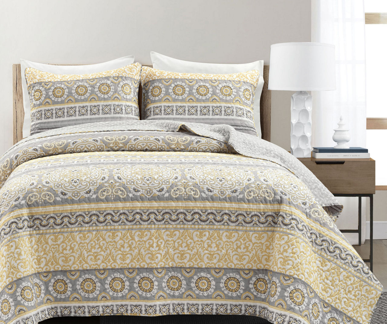 Yellow and grey clearance quilt bedding