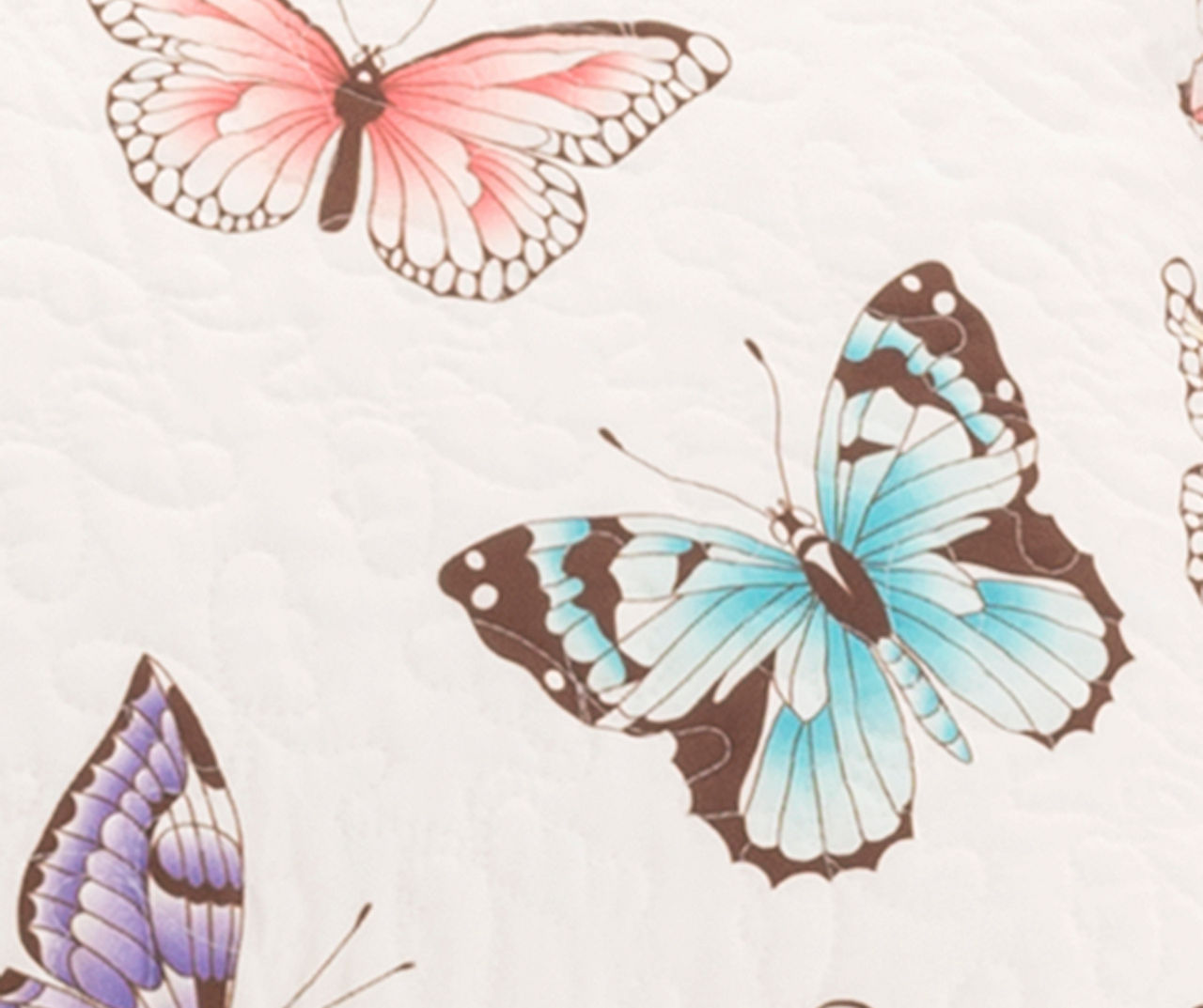 White & Pink Flutter Butterfly Ruffle Full/Queen 3-Piece Quilt Set ...