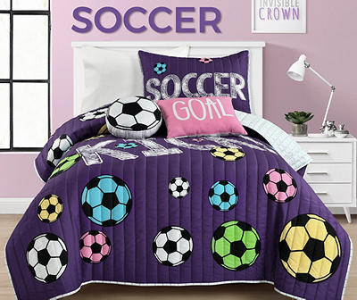 Purple Soccer Quilt Set
