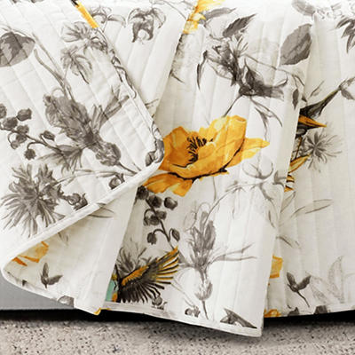 White, Yellow & Gray Floral Penrose Quilted Throw, (50