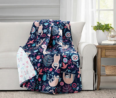 Floral Sloth Hygge Quilted Throw