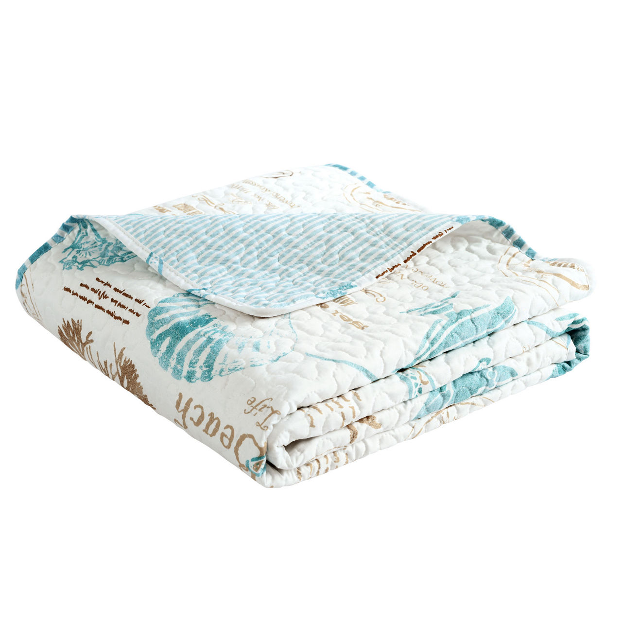 Lush Decor White & Blue Harbor Life Quilted Throw, (50