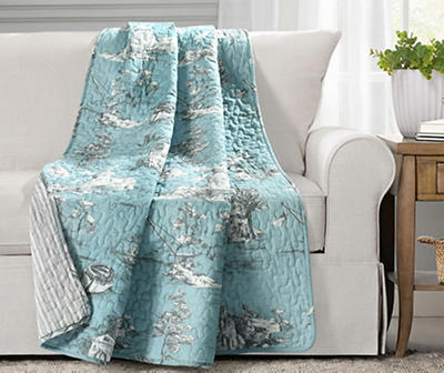 French Windmill Toile Quilted Throw
