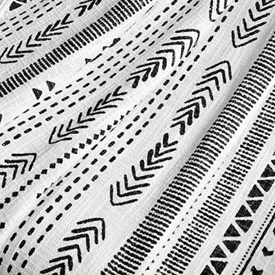 Hygge White & Black Geometric Stripe Tassel-Fringe Throw, (50" x 60")