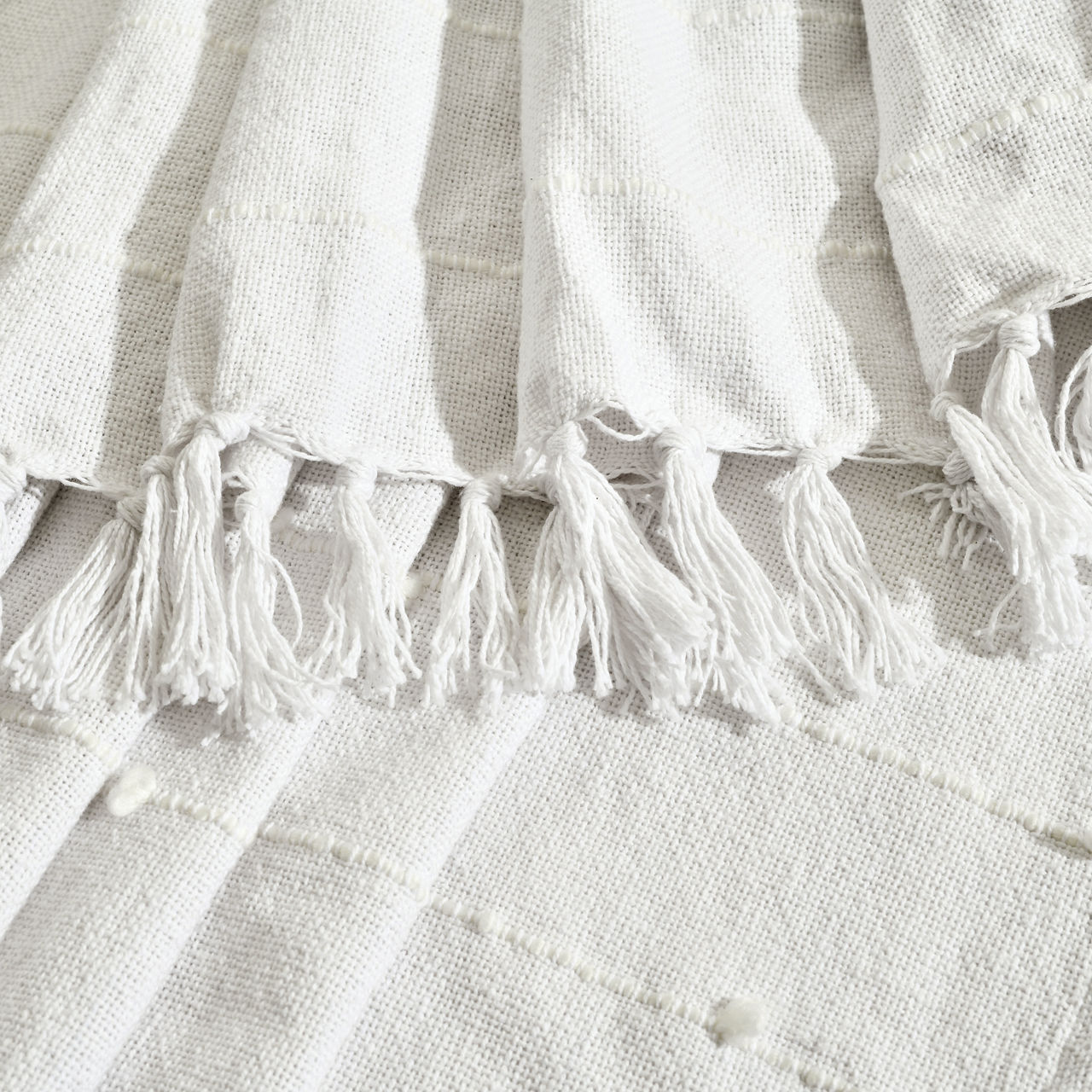 Lush Decor White Tufted Boho Tassel-Accent Throw, (50