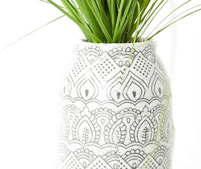 28" Tall Grass in White Mandala Vase