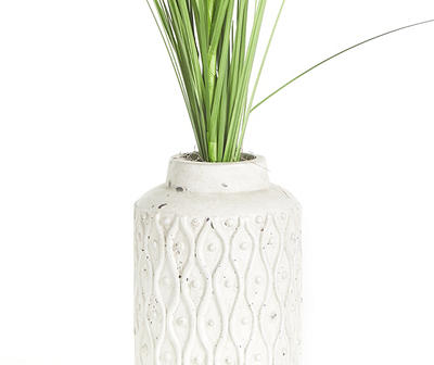 5' Grass in White Embossed Pot