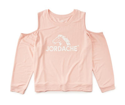 Women's Peach Logo Cold-Shoulder Sweatshirt