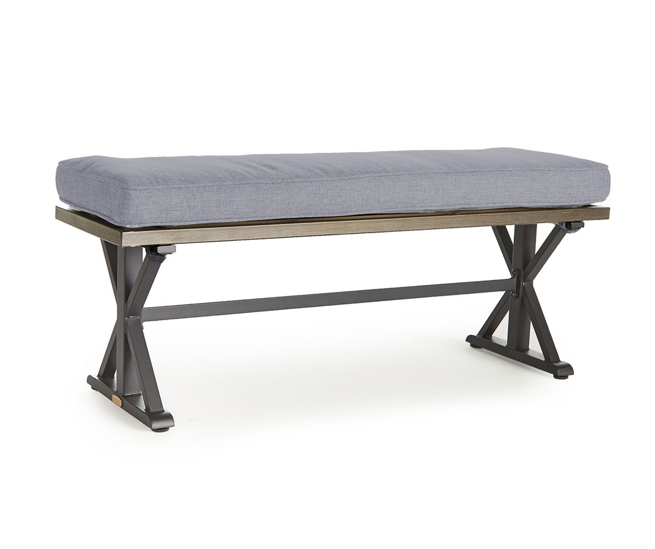 Autumn Cove Gray Steel Cushioned Patio Dining Bench