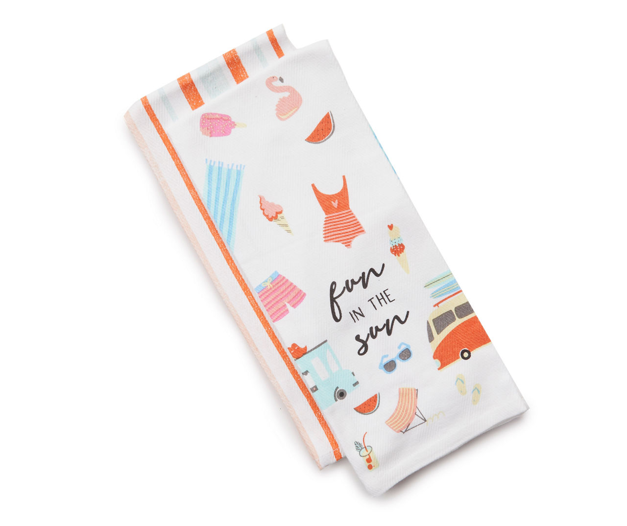 Coastal "Fun in the Sun" White & Red 2-Piece Kitchen Towel Set