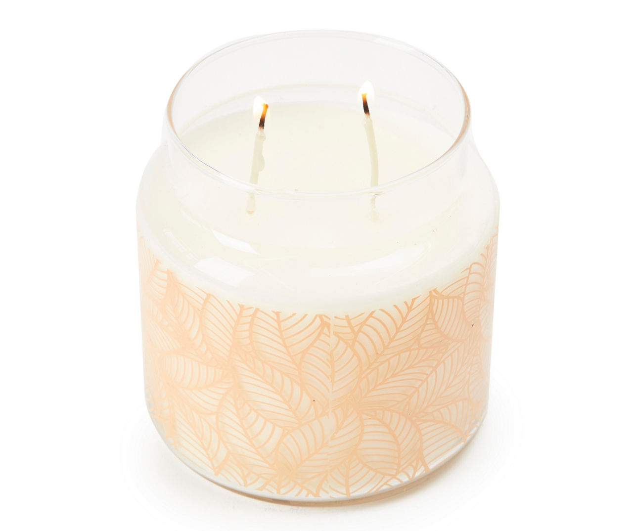 Fireside S'mores Silkscreen Leaf Pattern Jar Candle, 14.5 oz