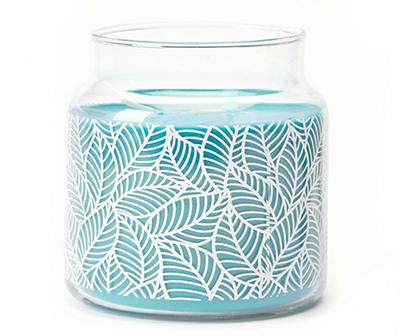 Coastal Sage & Mint Silkscreen Leaf Pattern Jar Candle, 14.5 oz.