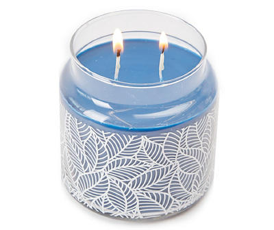 Beach Driftwood Silkscreen Leaf Pattern Jar Candle, 14.5 oz.