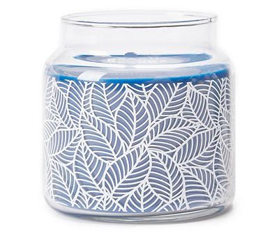 Beach Driftwood Silkscreen Leaf Pattern Jar Candle, 14.5 oz.