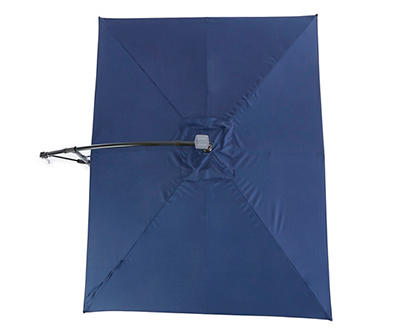 8' x 11' Navy Rectangular Market Solar Offset Patio Umbrella with Base