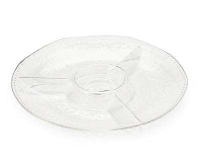 Hammered 4-Section Plastic Chip & Dip Platter