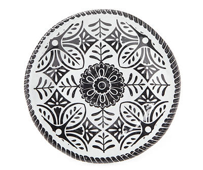 Black & White Medallion Melamine Dinner Plates, 4-Pack
