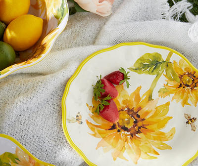 Sunflower & Bee Melamine Dinner Plates, 4-Pack