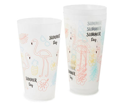 Flamingo Plastic Iced Tea Glasses, 4-Pack