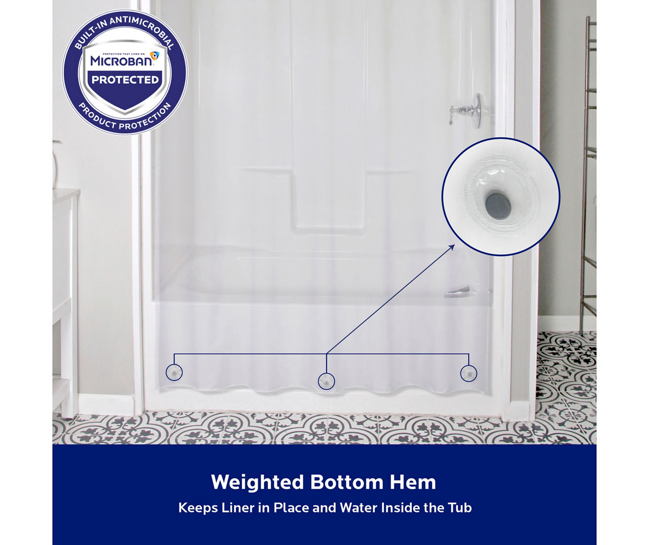 Kenney Clear Medium-Weight Microban PEVA Shower Liner | Big Lots