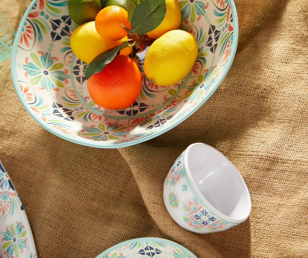Mint Medallion Melamine Tidbit Bowls, 4-Pack