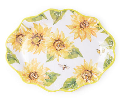 Sunflower & Bee Melamine Platter Plate