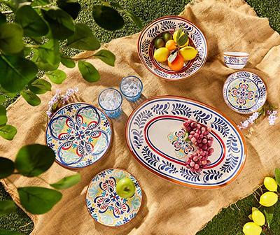 Floral Mandala Melamine Dinner Plates, 4-Pack