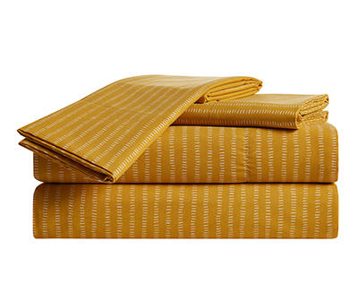 Yellow Dash Stripe King 4-Piece Sheet Set