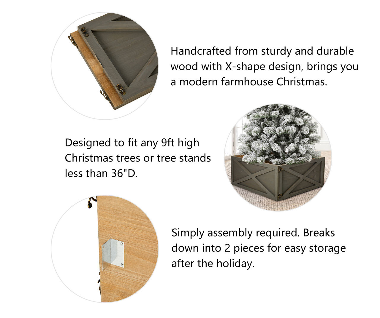 26" Gray Wood Tree Box Collar