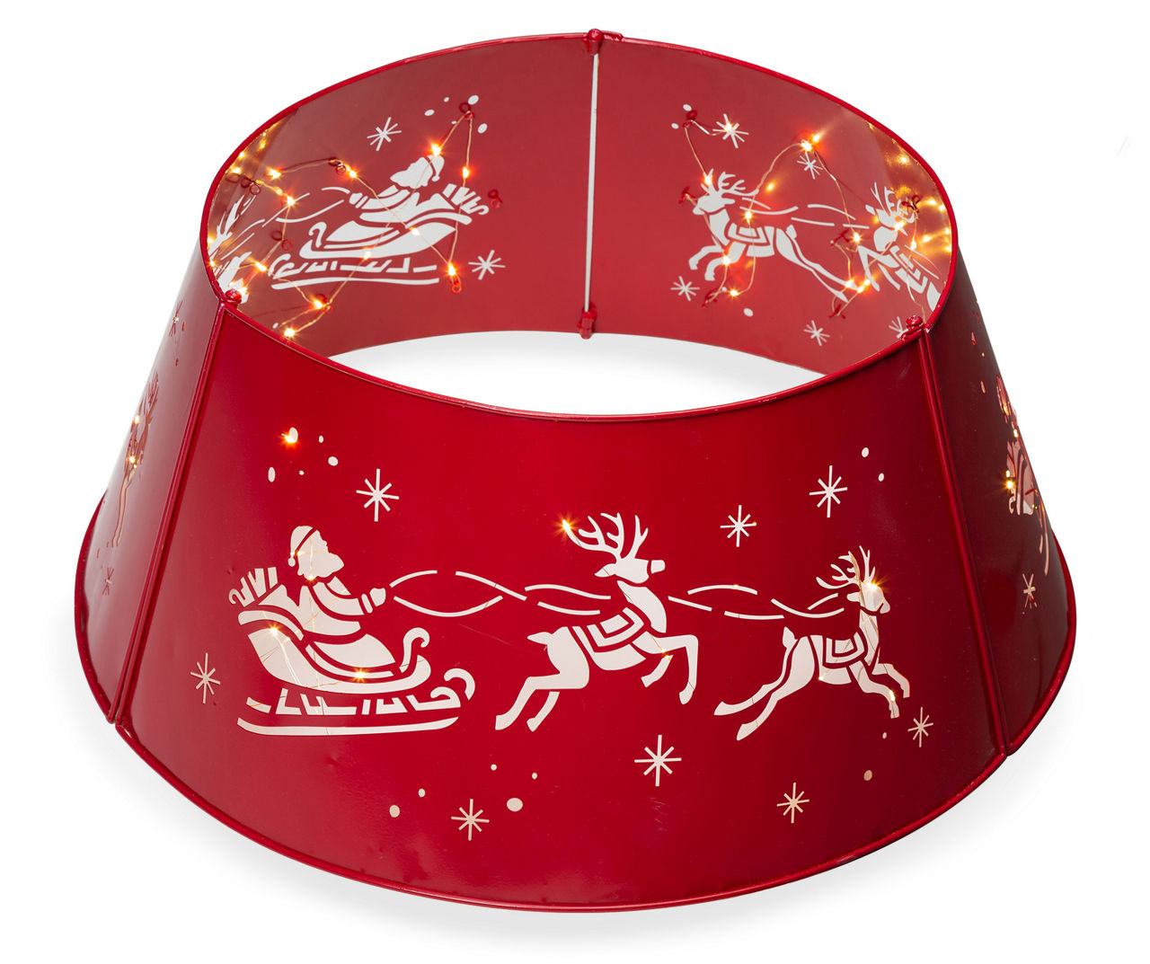 Glitzhome Red LightUp Cutout Santa On Sleigh Tree Collar Big Lots