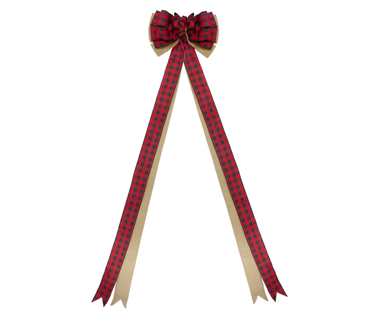 Northlight Red & Black Buffalo Plaid & Burlap 16-Loop Holiday Bow