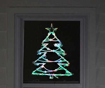 15.5" Green LED Christmas Tree Window Silhouette