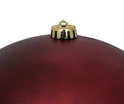 10" Matte Burgundy Jumbo Shatterproof Plastic Ball Ornament