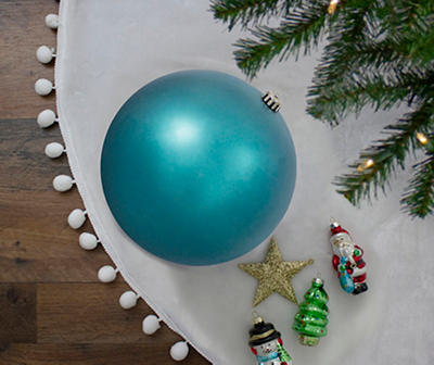 10" Matte Turquoise Jumbo Shatterproof Plastic Ball Ornament