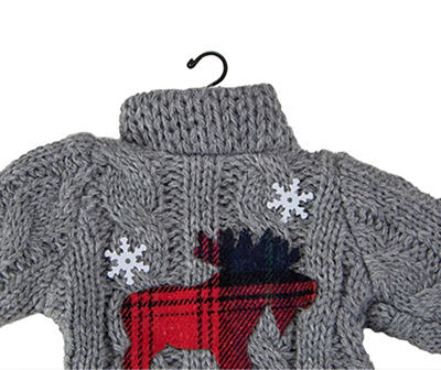 9" Plaid Moose Ugly Sweater Jumbo Ornament