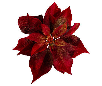9" Red Poinsettia Clip-On Jumbo Ornament