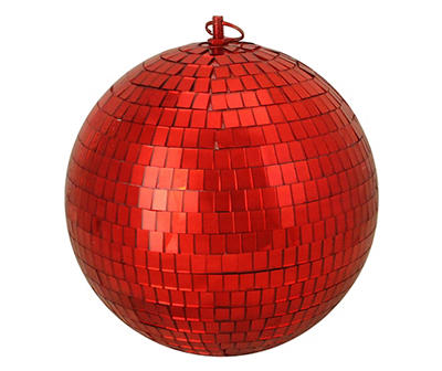 8" Red Mirrored Shatterproof Glass Jumbo Ornament