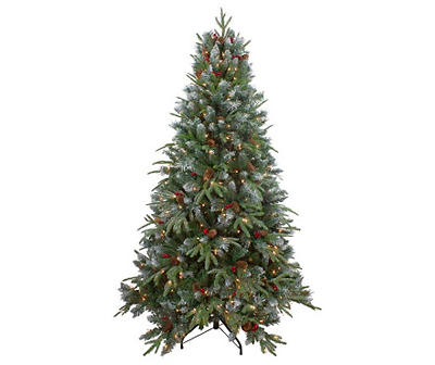 6' Frosted Mixed Berry & Pine Pre-Lit Artificial Christmas Tree with Clear Lights