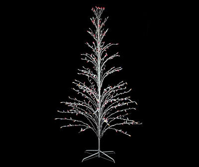 6' White & Multi-Color Light-Up Cascading Twig Tree