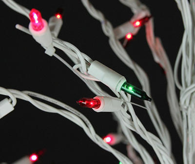 6' White & Multi-Color Light-Up Cascading Twig Tree