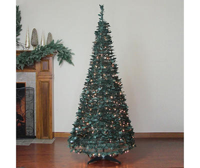 6' Green Holly Leaf Pre-Lit Artificial Pop Up Christmas Tree with Clear Lights