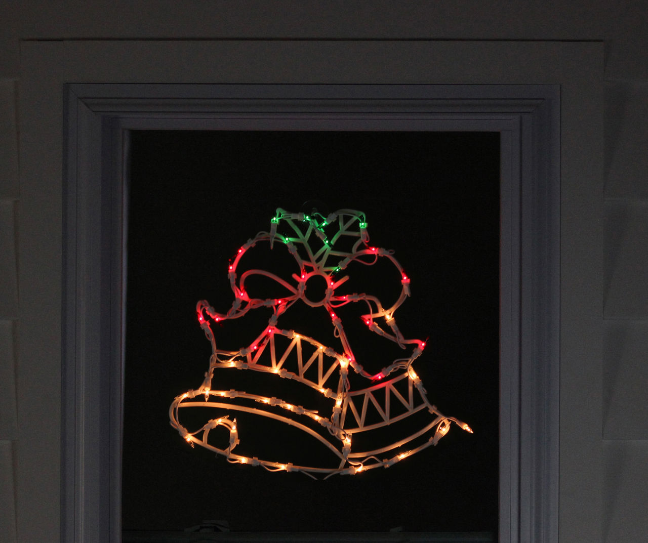 15" White, Red & Green Bells Window Silhouette
