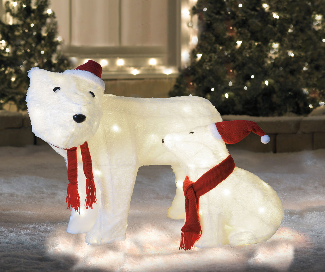 Northlight Santa Hat Polar Bears 2-Piece LED Decor Set | Big Lots