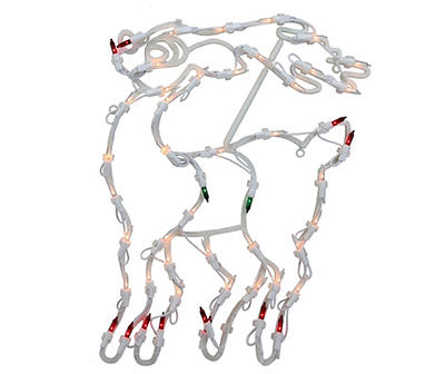 18" White, Red & Green Light-Up Reindeer Window Silhouette