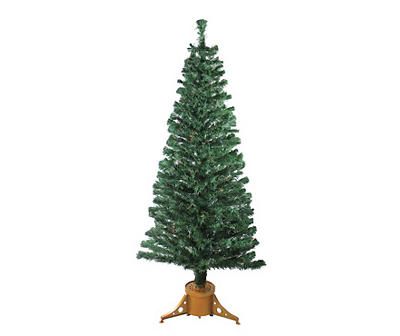 6' Green Pre-Lit Artificial Christmas Tree with Color-Changing Fiber Optic Lights