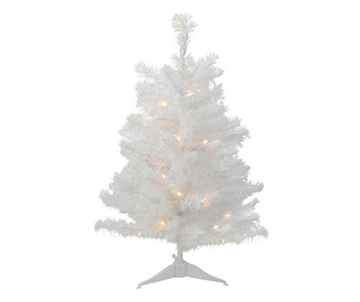 3' Snow White Pre-Lit LED Artificial Christmas Tree with Warm White Lights