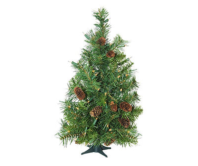 3' Green Dakota Pine Pinecone Pre-Lit Artificial Christmas Tree with Clear Lights